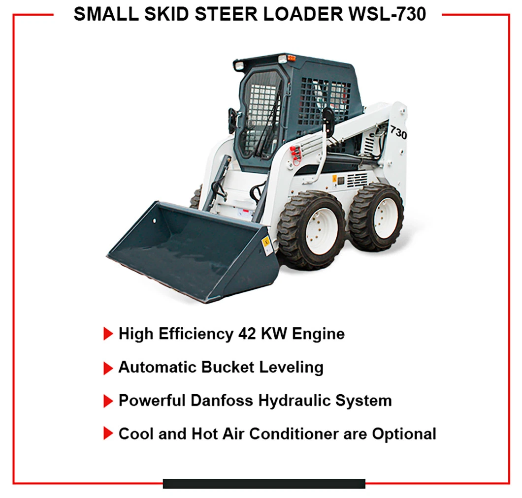 Wholesale Factory Direct Supply Small Mini Hydraulic Skid Steer Loader with Various Attachments 830 Kg Rated Load Wheel Loader